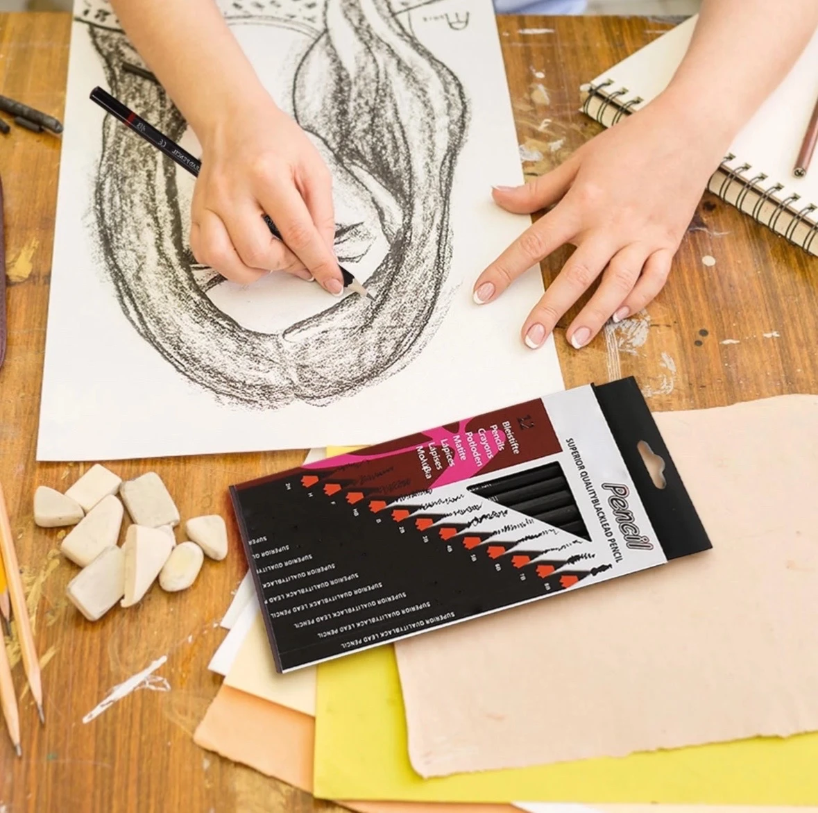 set de 12 lapices de dibujo y sombreado 6