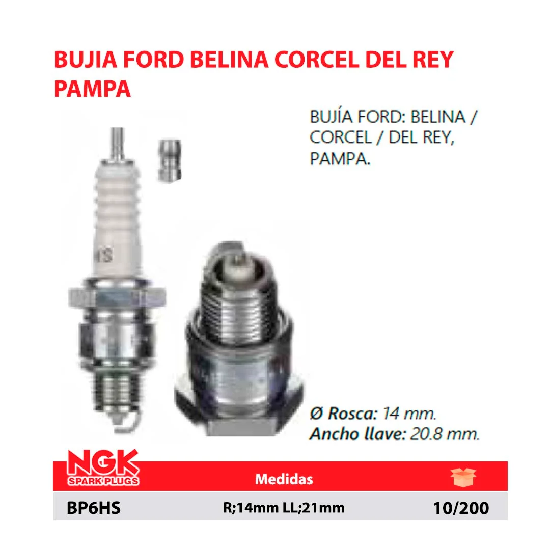BUJIA FORD BELINA CORCEL DEL REY PAMPA R;14mm LL;21mm