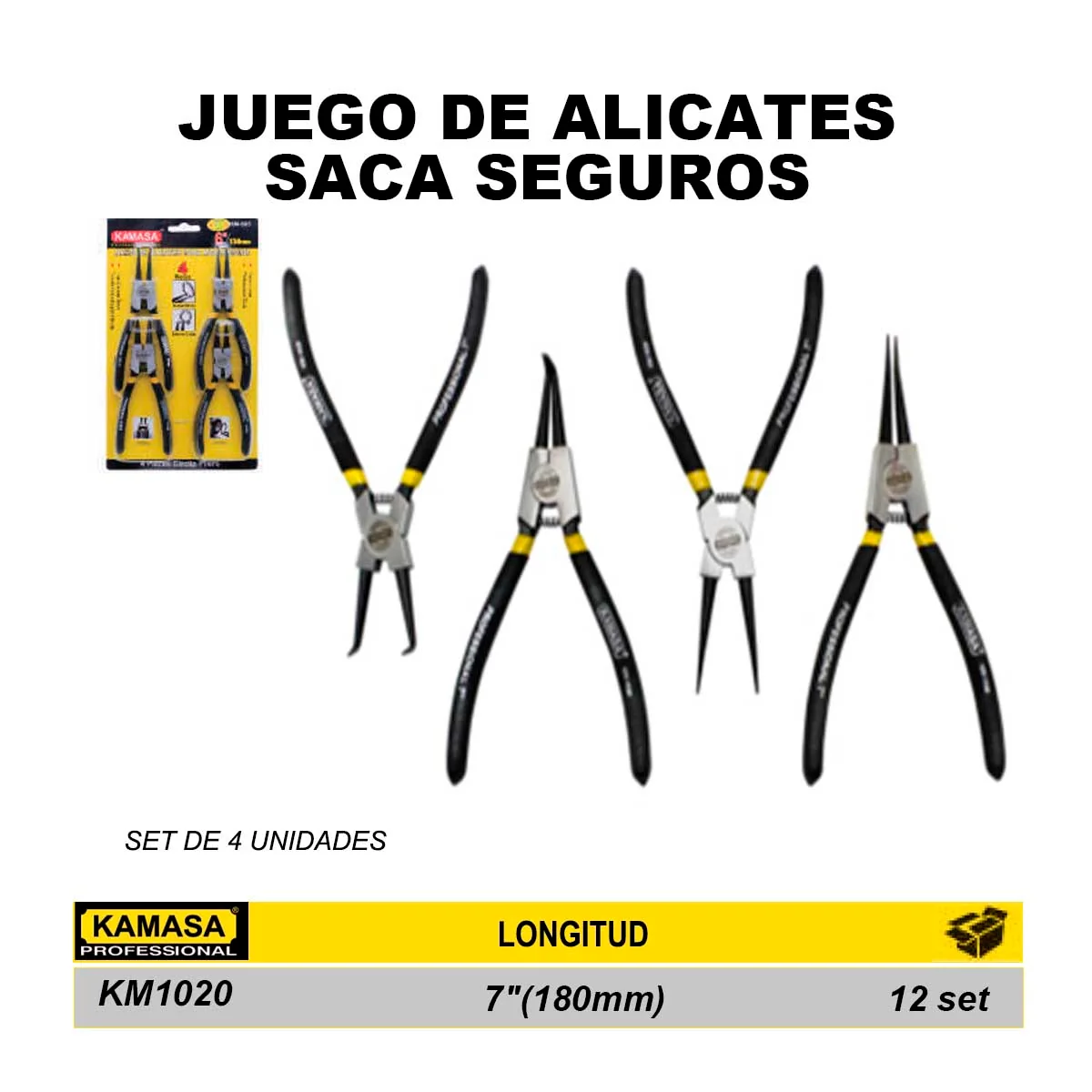 SET ALICATES CHAVETEROS KM 4PZ 7" (180mm)