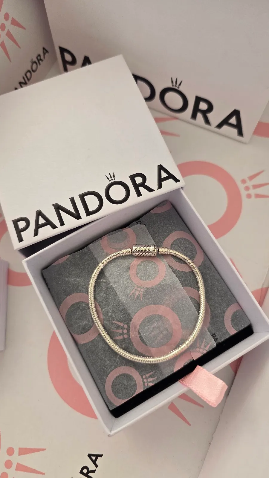 Pandora Moments Sliding Magnetic Clasp Snake Chain silver Bracelet