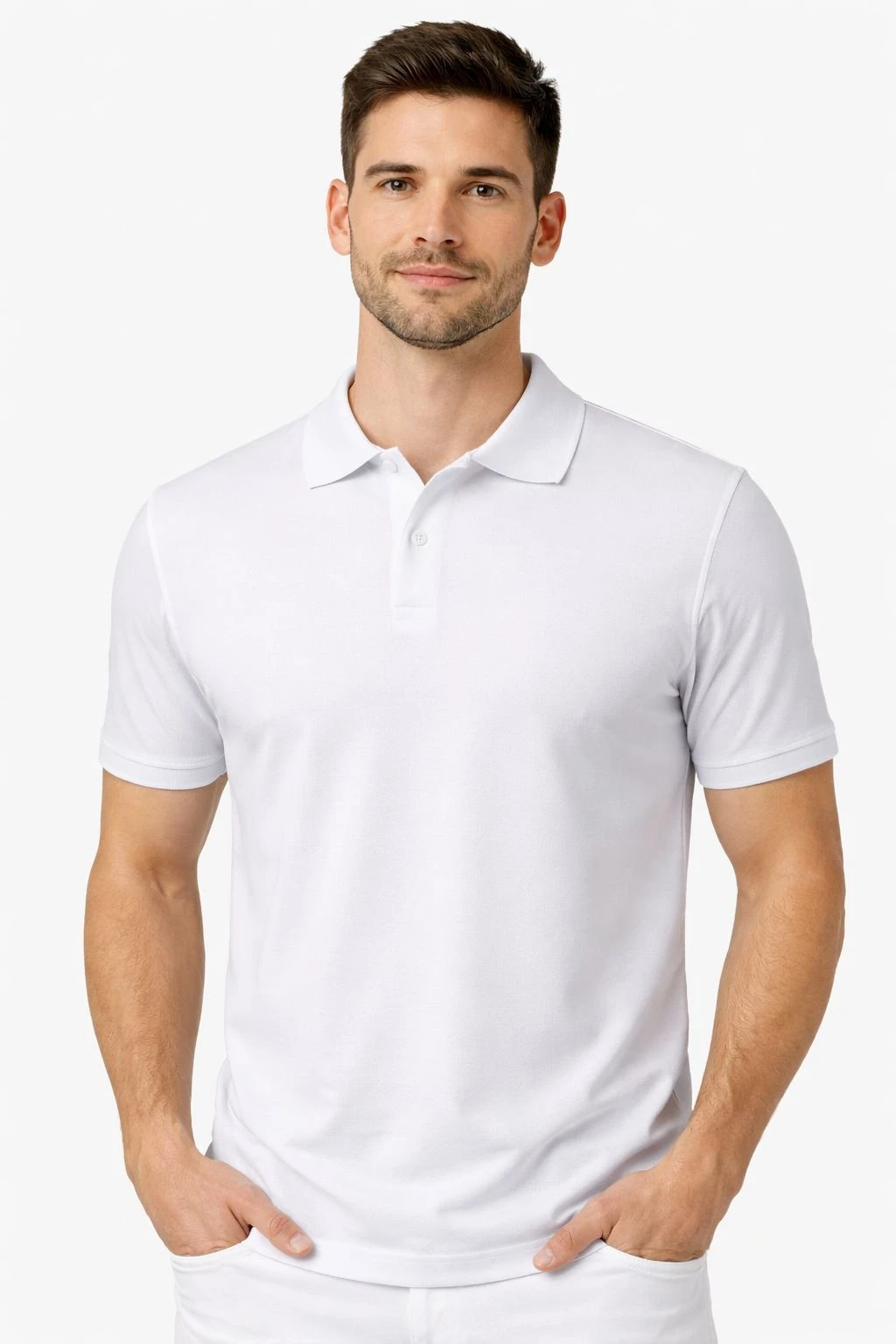 Polo Poliester Blanco Caballero