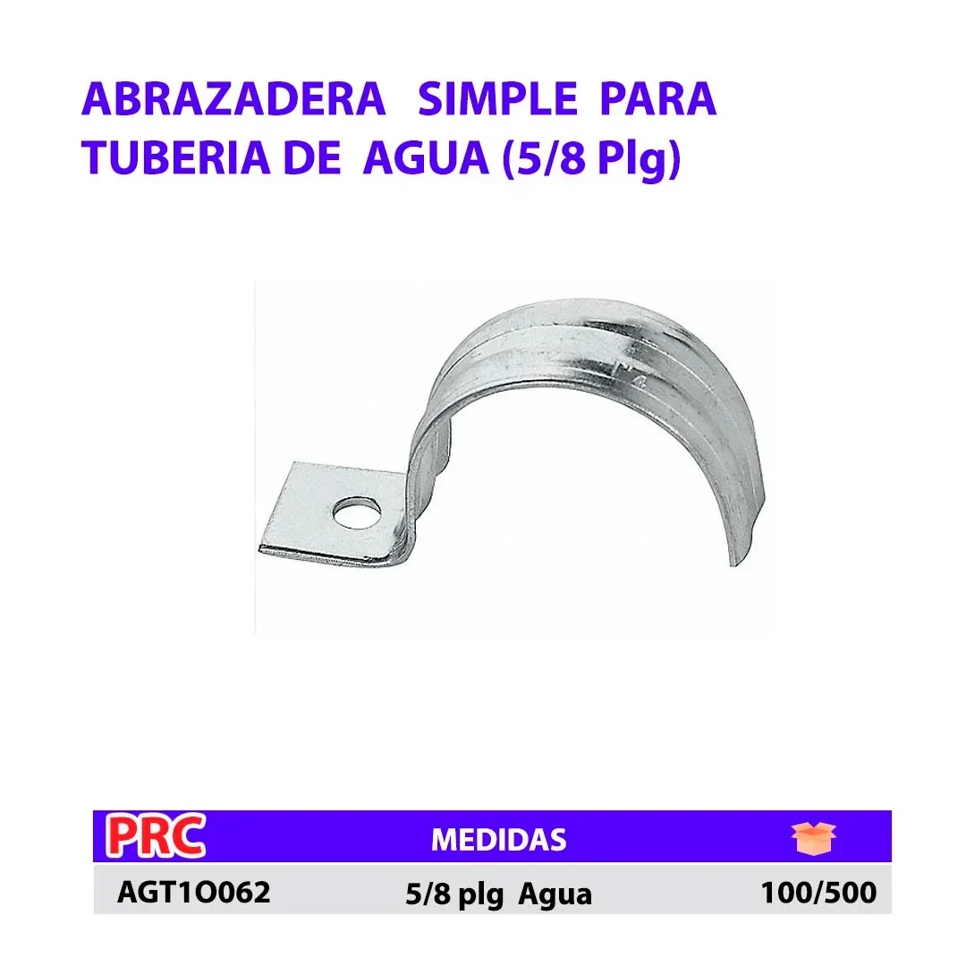 ABRAZADERA Simple TUBERIA 5/8" Agua