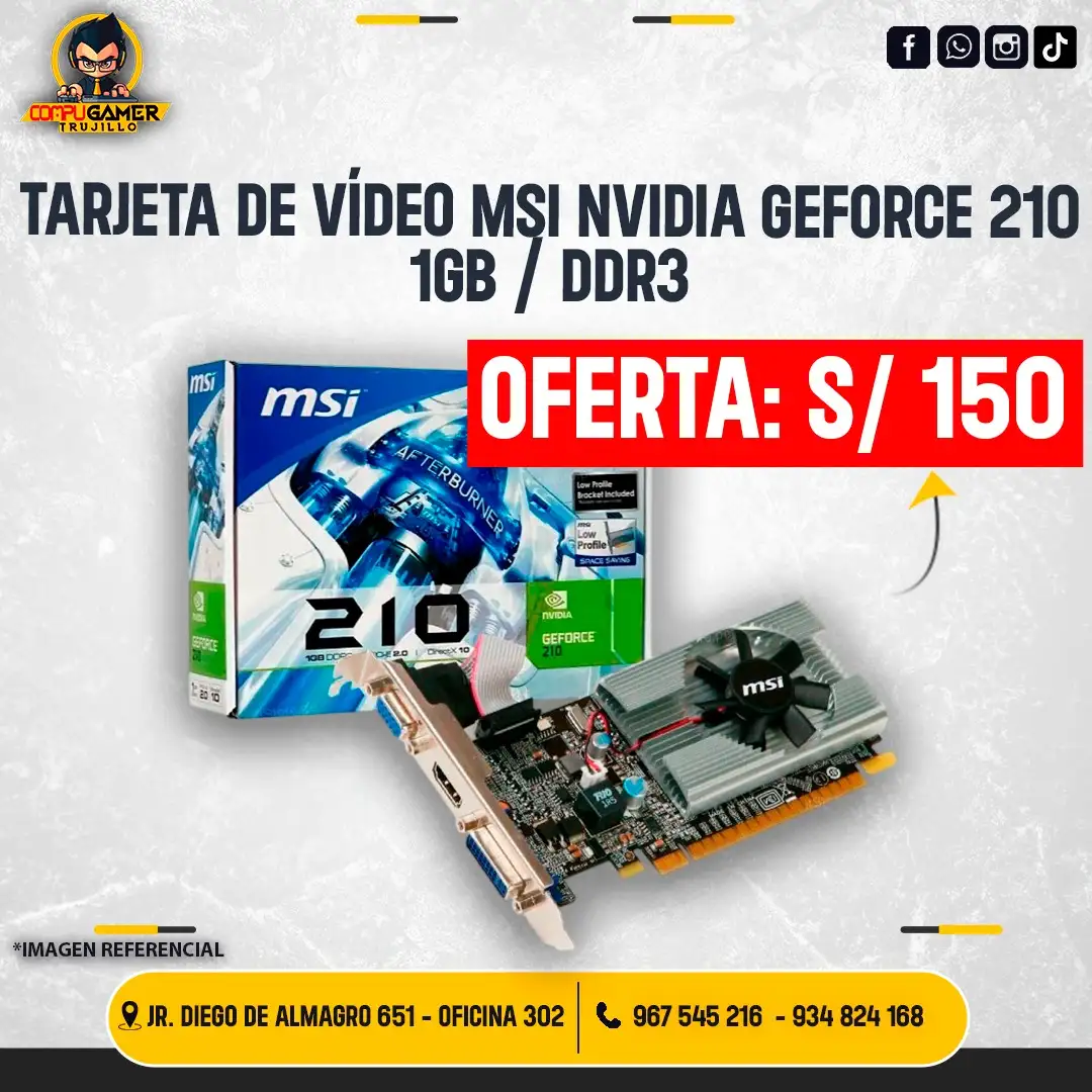TARJETA DE VÍDEO GEFORCE NVIDIA MSI GT210 1GB DDR3