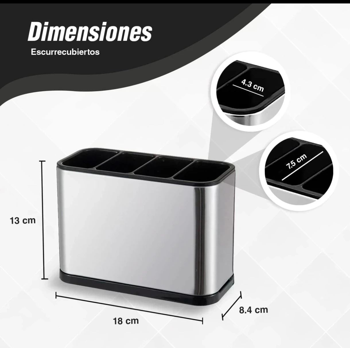 CONTENEDOR DE CUBIERTOS PLATEADO 3