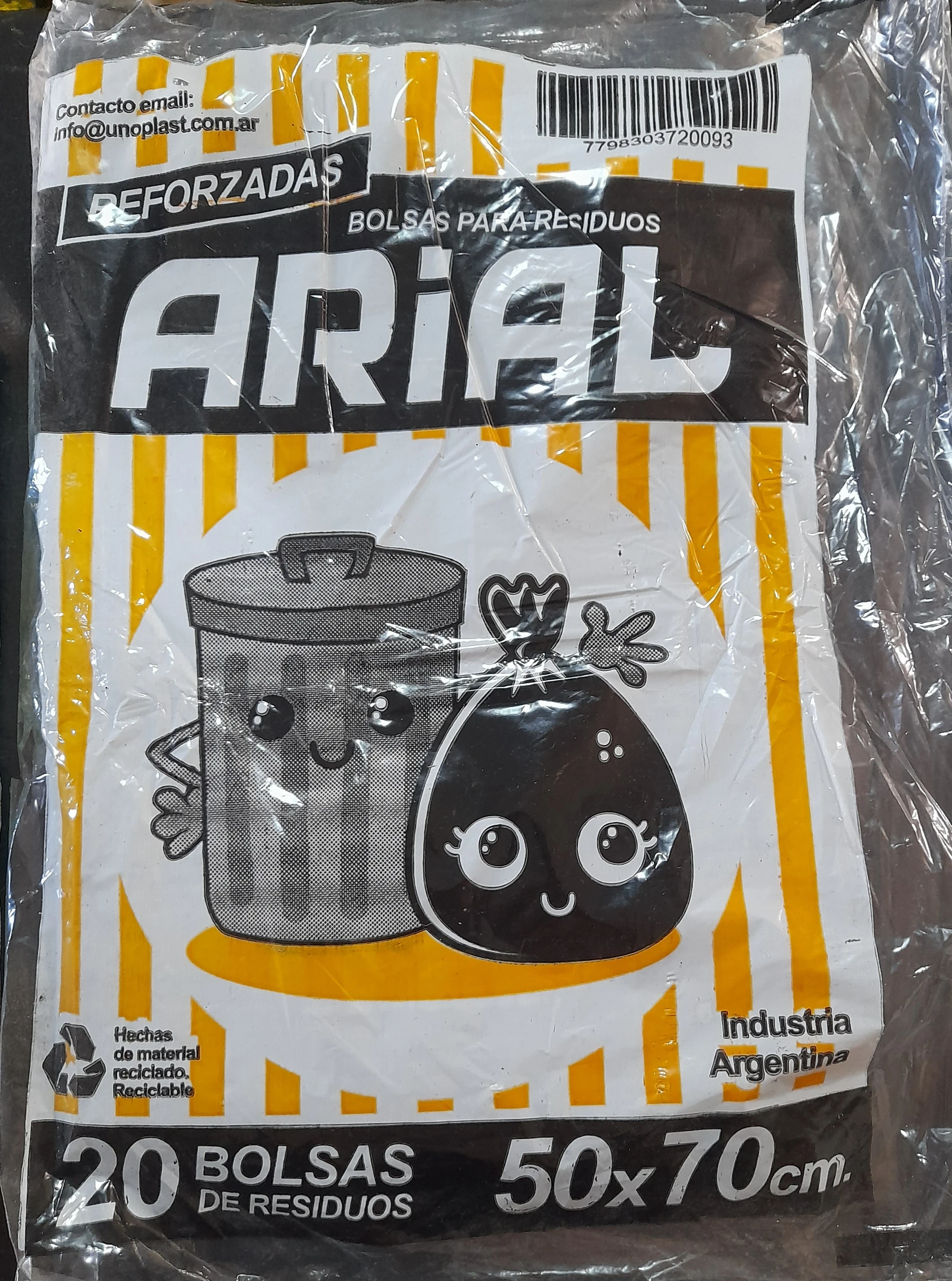 20 Bolsas reforzadas 50x70 arial negras