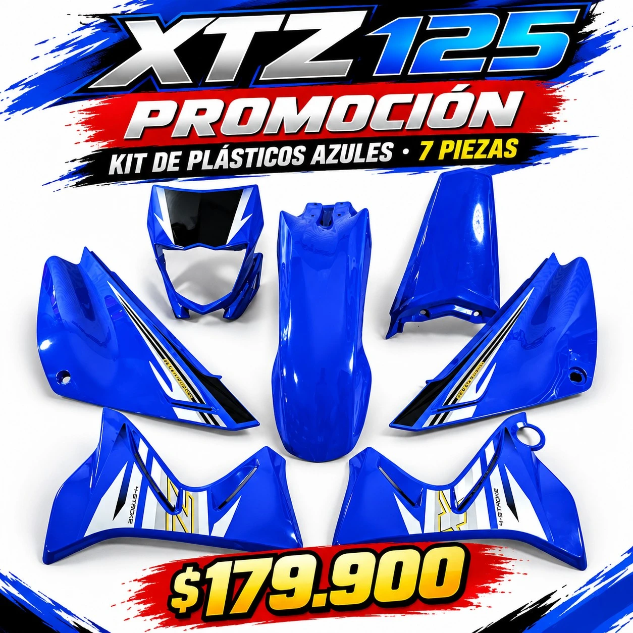PROMOCIÓN XTZ 125 KIT PLÁSTICOS X 7 PIEZAS ( CHINA)