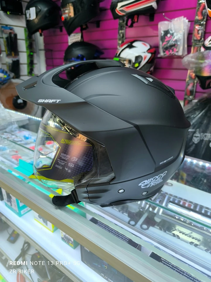 CASCO OPEN FACE SHAFT AZUL VISOR TRANSPARENTE 
