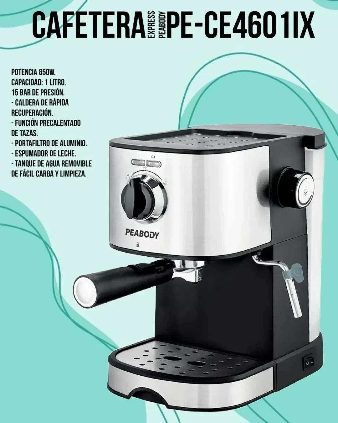 CAFETERA EXPRESSO PEABODY 850W