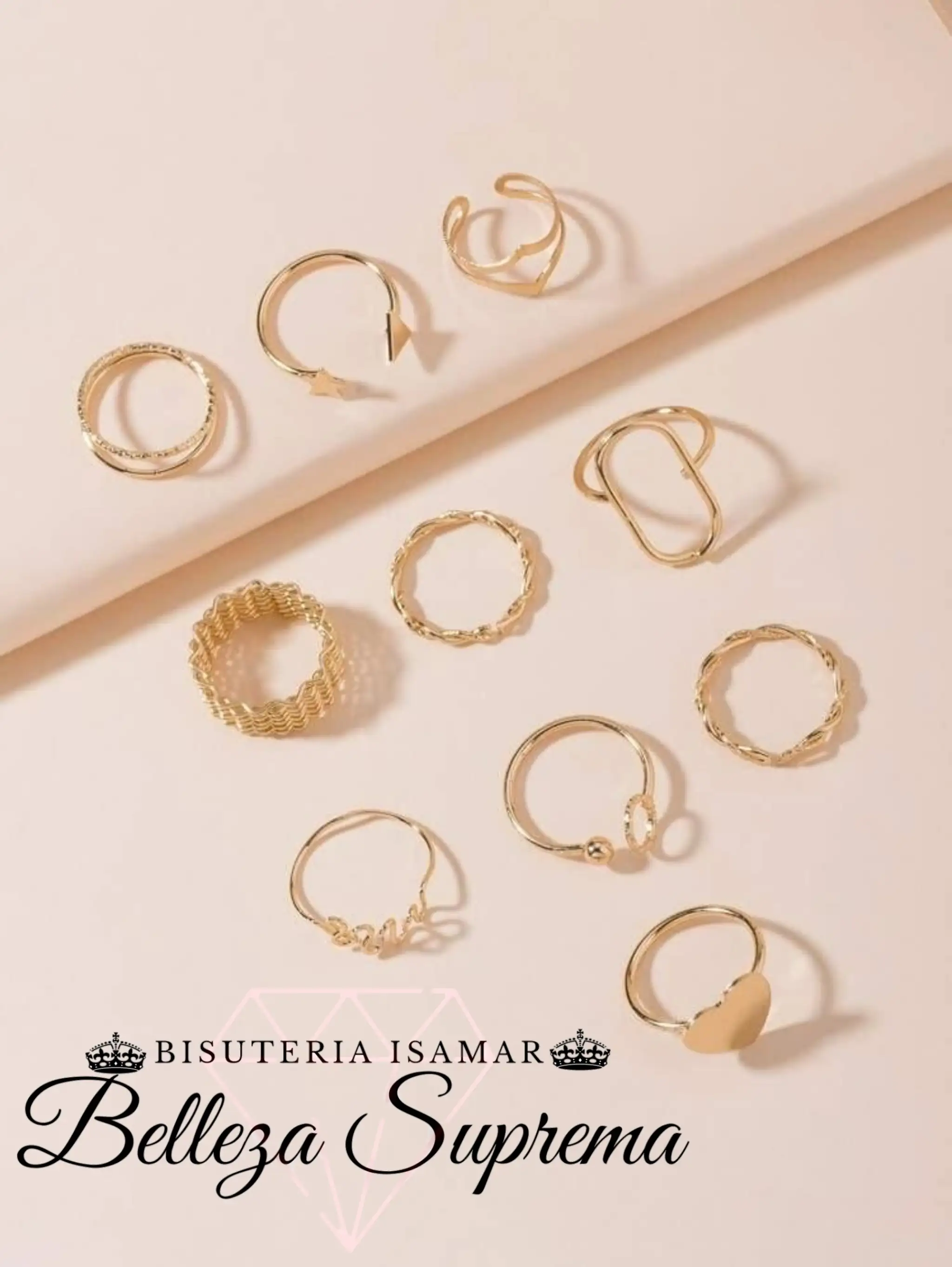SET DE ANILLOS DORADOS MALLA 10
