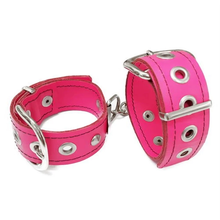 Esposas Premium CUERO Con Finas Cadenas En Rosa