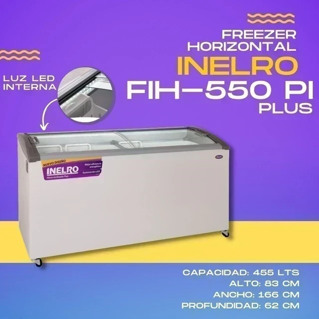 FREZER INELRO FIH 550 PLUS TAPA DE VIDRIO 550 lts  