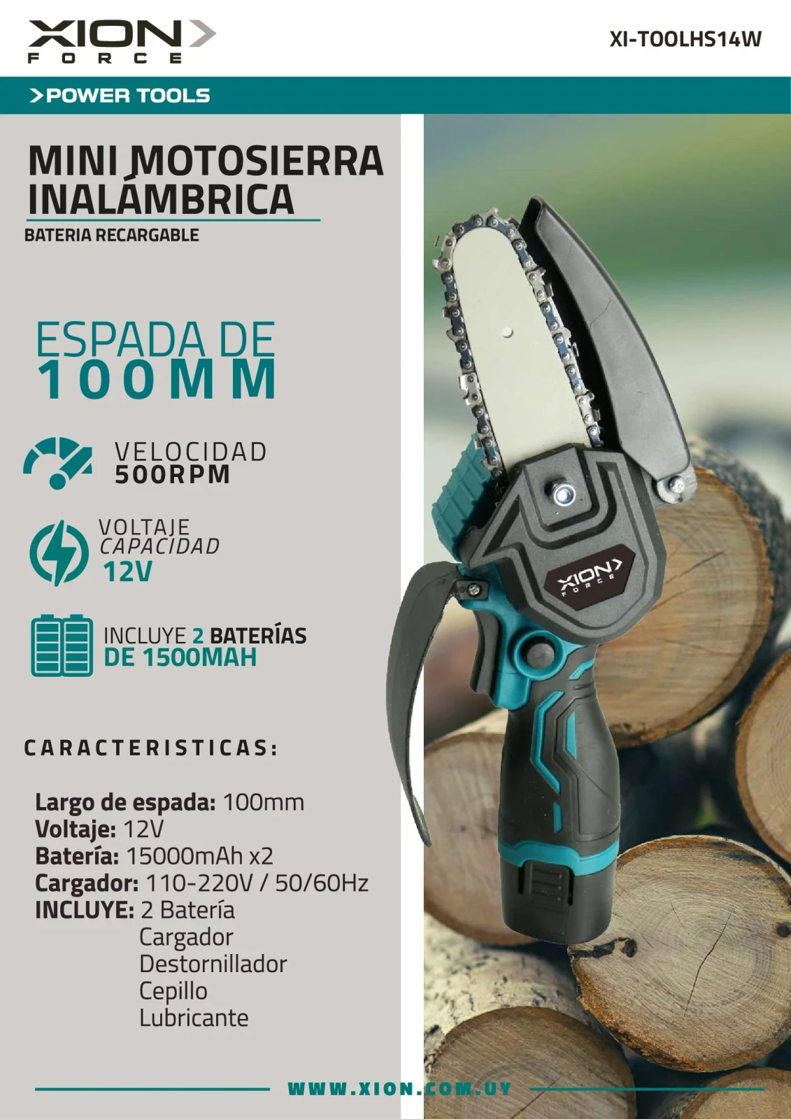 Mini Motosierra 12V / Espada 10cm / 2 Baterías 𝙓𝙄𝙊𝙉 2