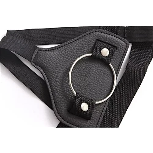 Arnes Con Aro 5Cm Eco Cuero Negro -Correa Regulable 2