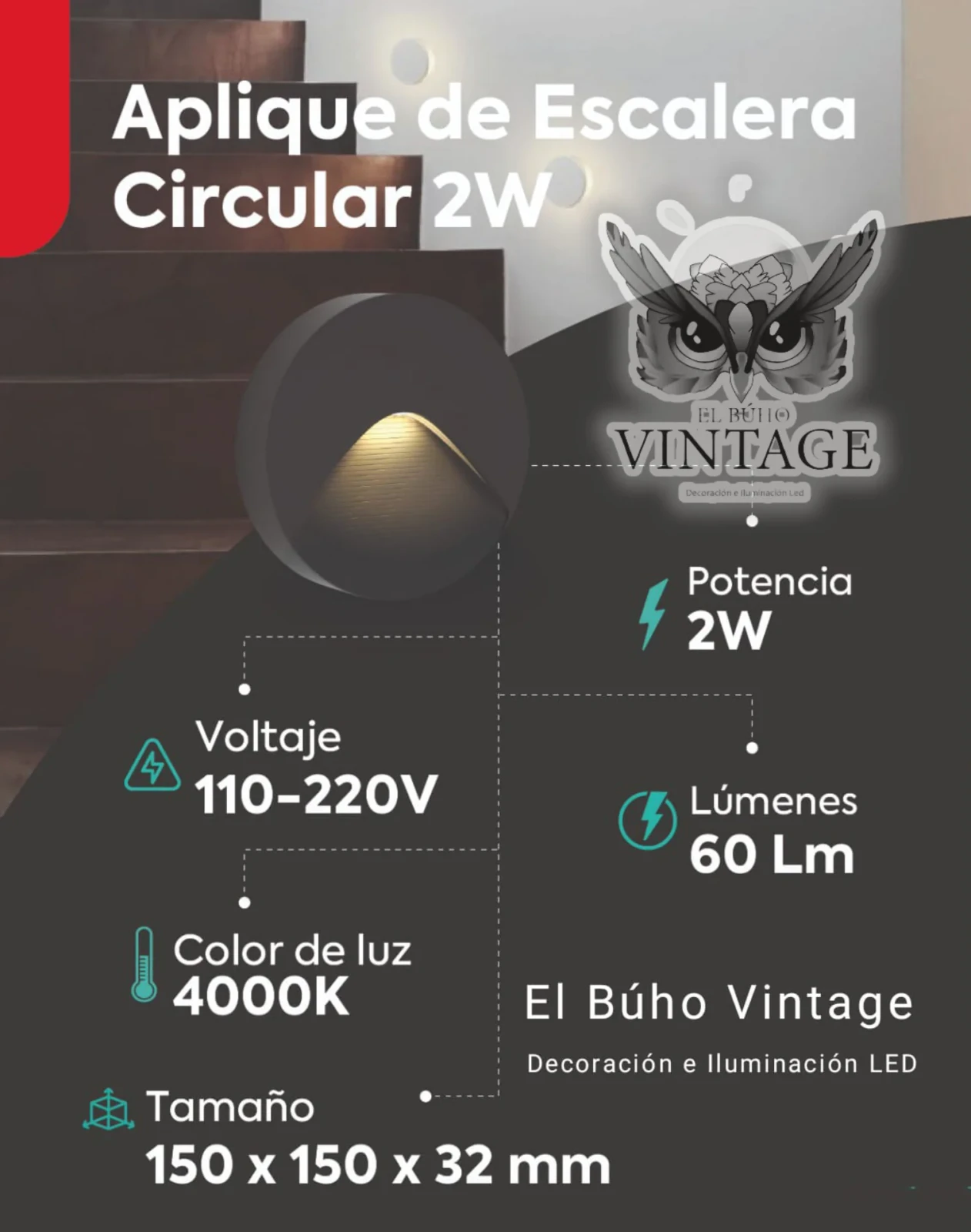 Spot de Escalera 2w 9
