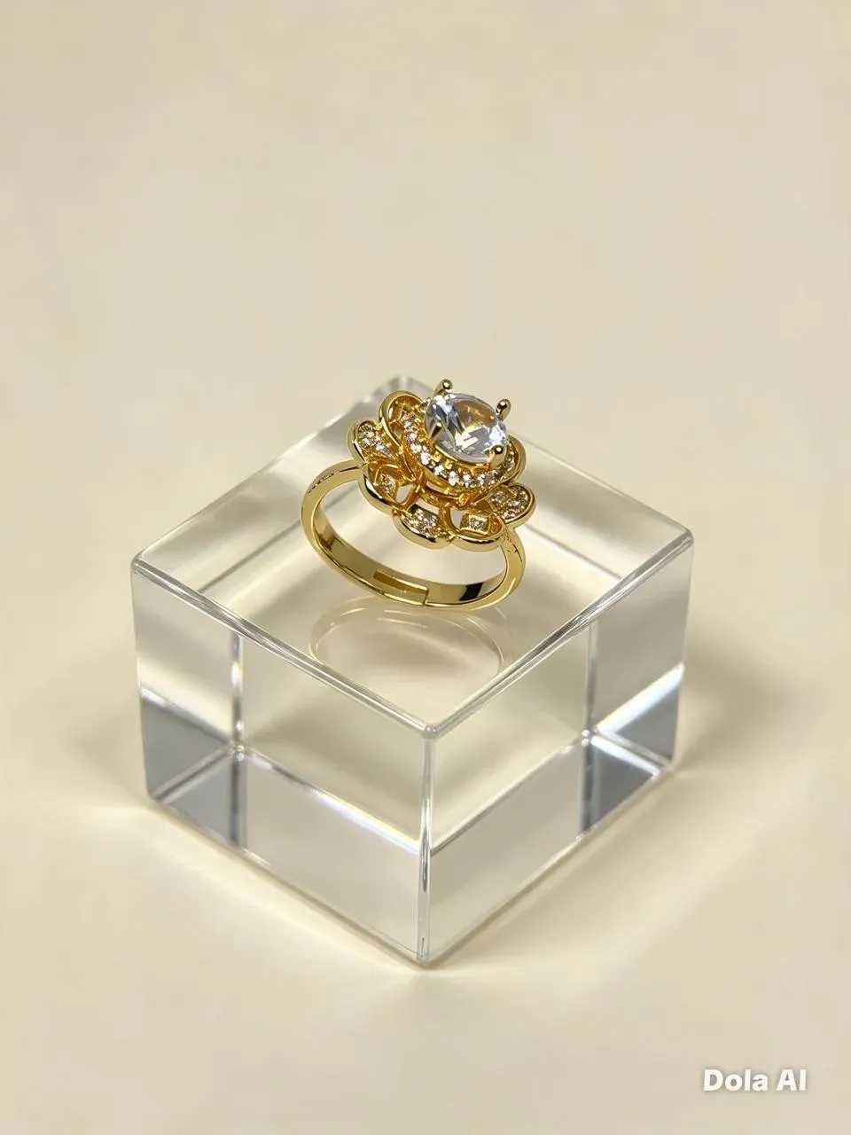 Anillo de flor con piedra cristal 