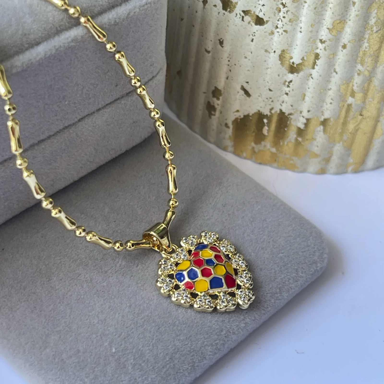 CADENA CORAZON TRICOLOR 