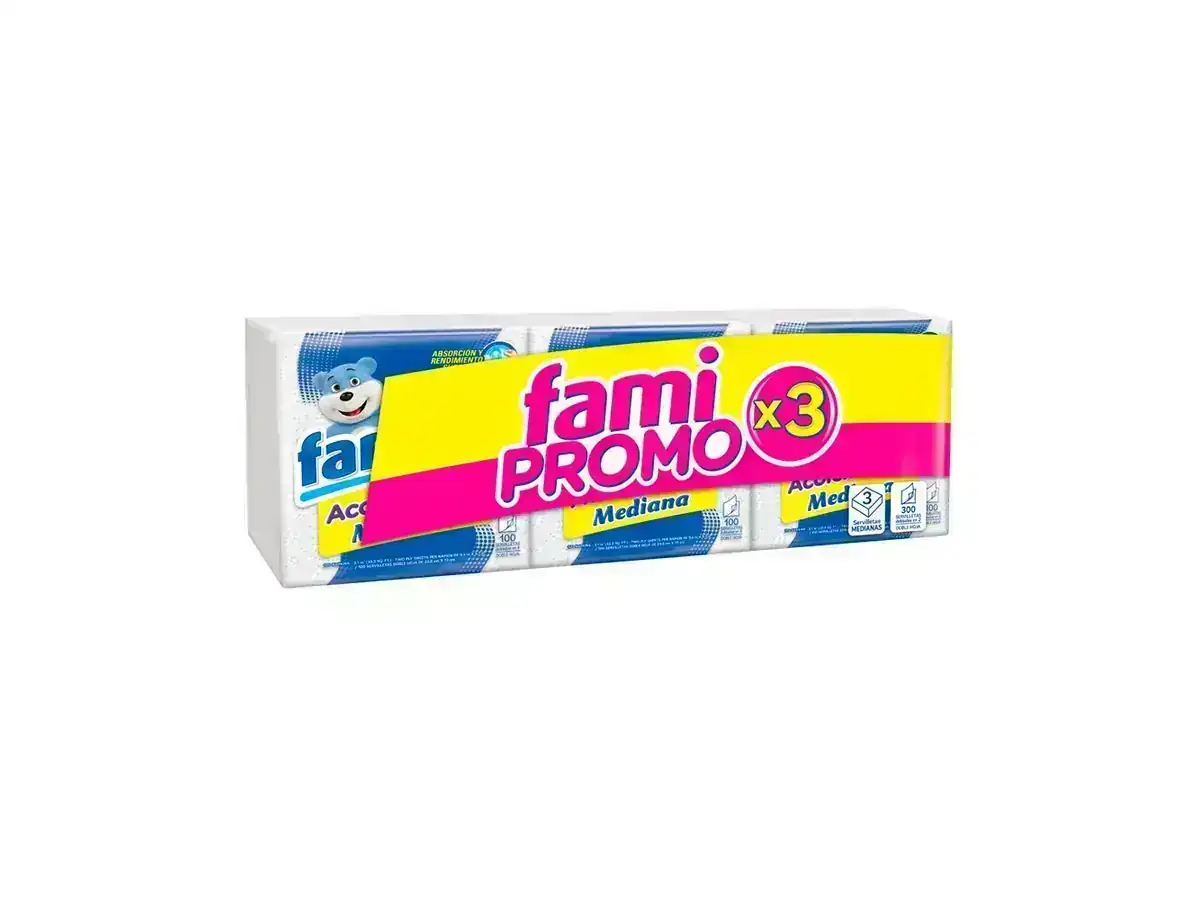Servilletas Familia Acolchamax x 3 - 100und c/u