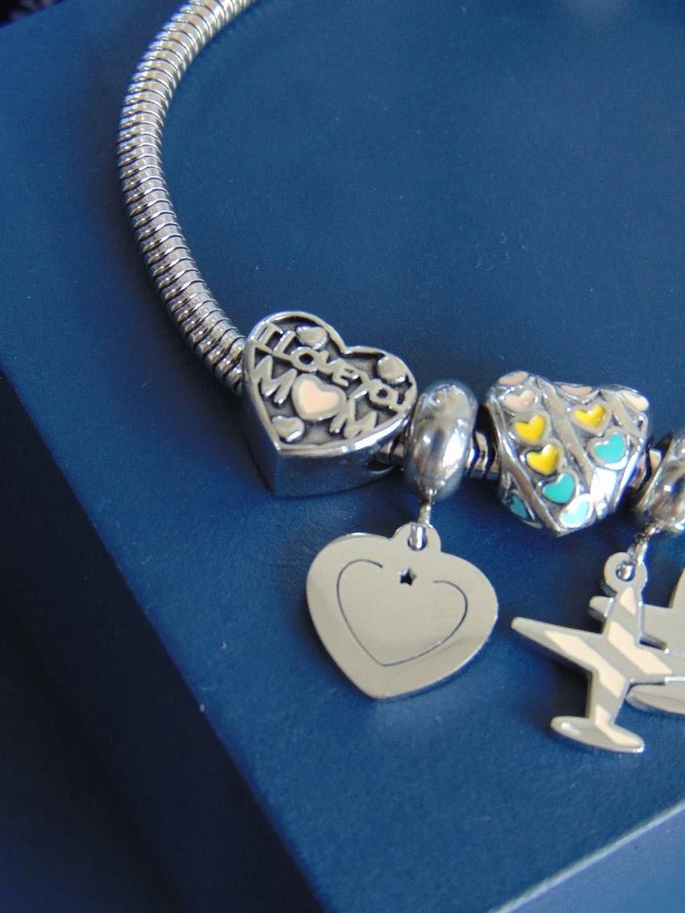 PULSERA ACERO PLATE TIPO PANDORA AMOR 2