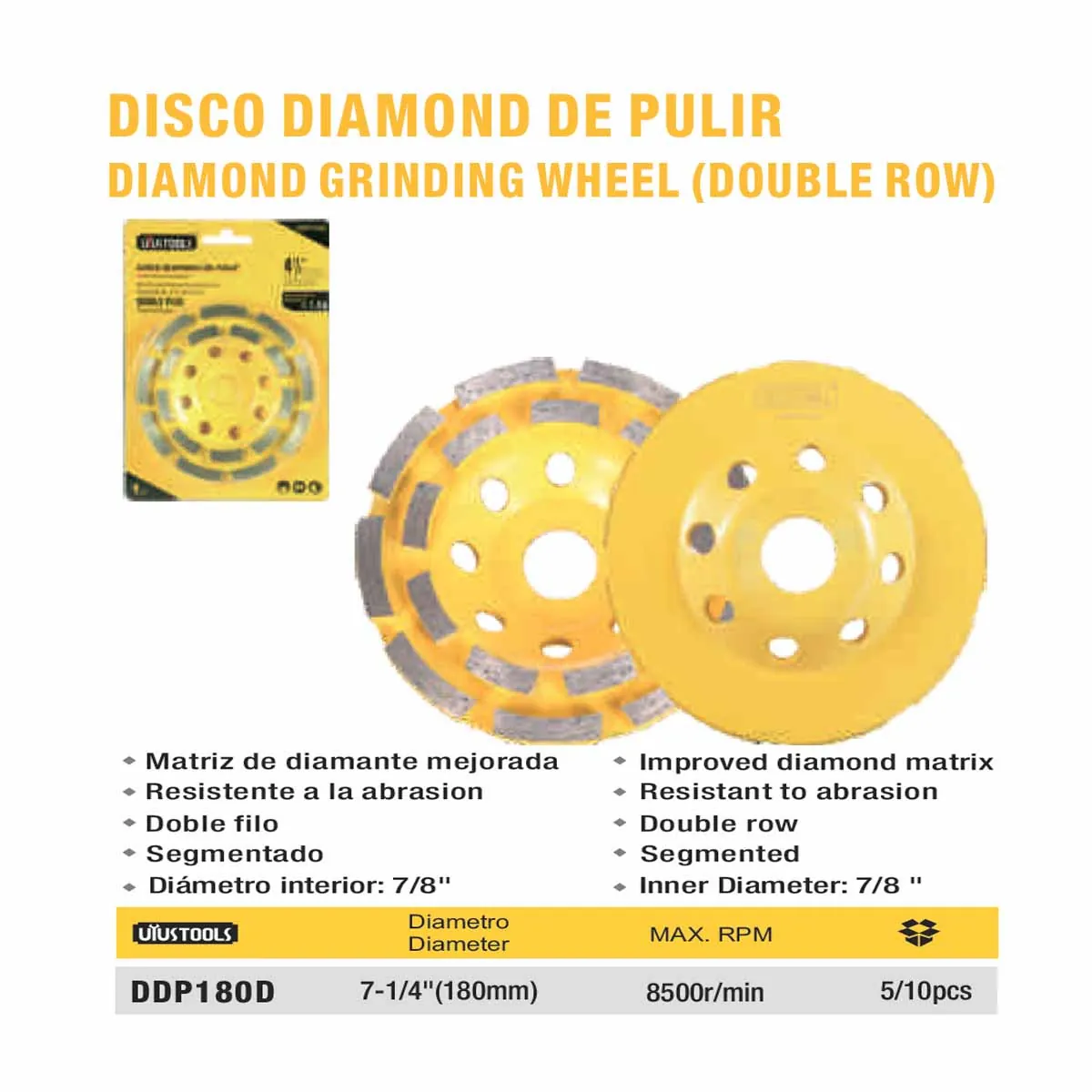 DISCO DIAMOND DE PULIR UYUST (doble filo) 7 1/4"