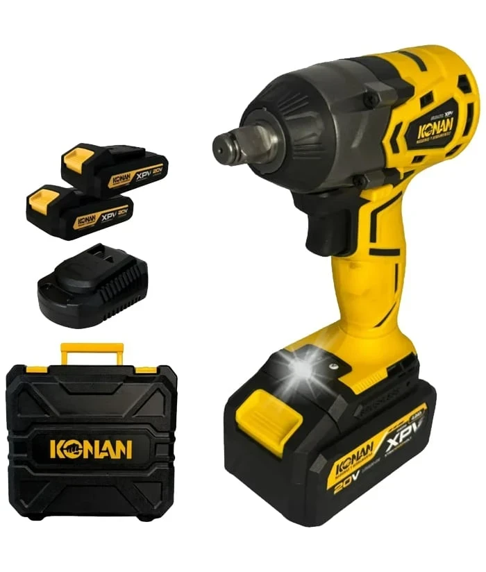 Llave Pistola de Impacto a Batería 1/2″ 420Nm Motor Brushless + 2 Baterías 4.0Ah + Cargador + Maletín Konan KLI0220BV 4