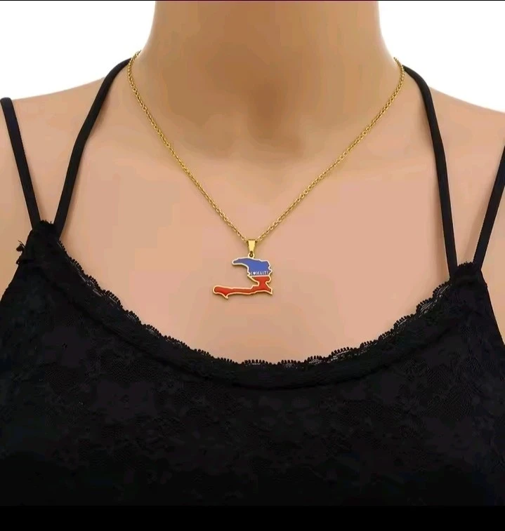Collar de 50cm con diseño de mapa de Haití, 3