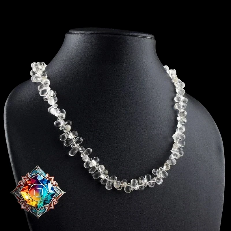 Espectacular collar de gotas de cuarzo cristal 