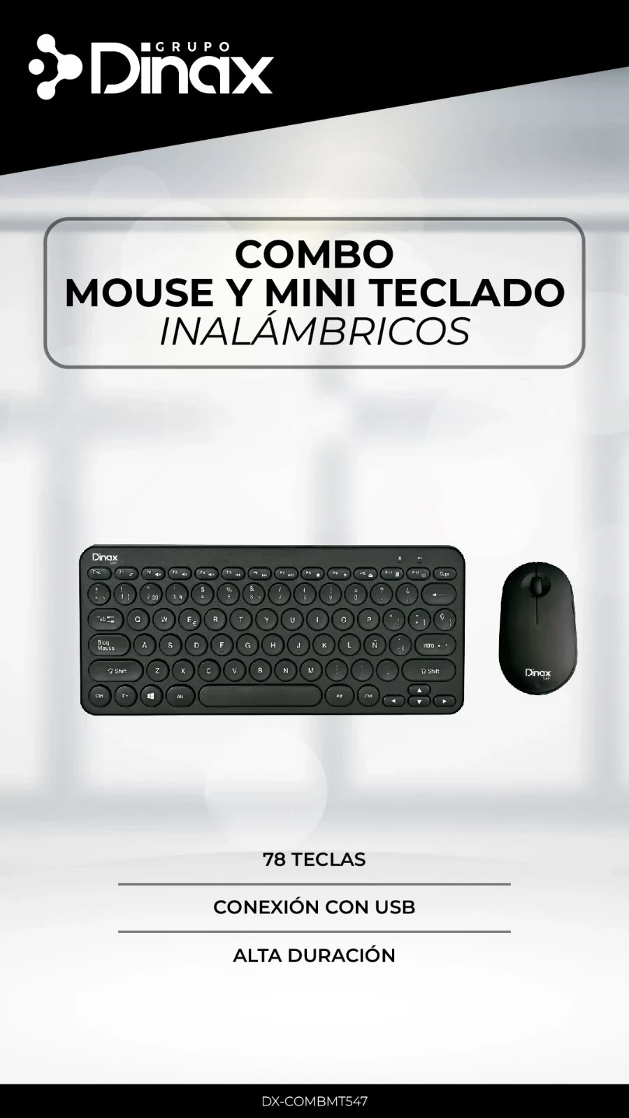 COMBO MOUSE + TECLADO  INALAMBRICO DINAX