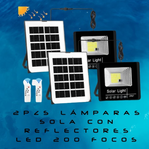 2pzs Lámpara Solar Exterior Con Reflectores Led Para Jardín 200 focos