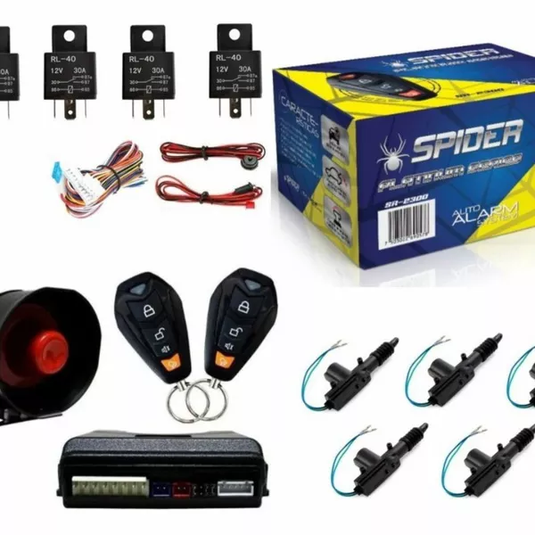 Auto alarma 5 seguros eléctricos cajuela y 4 relay