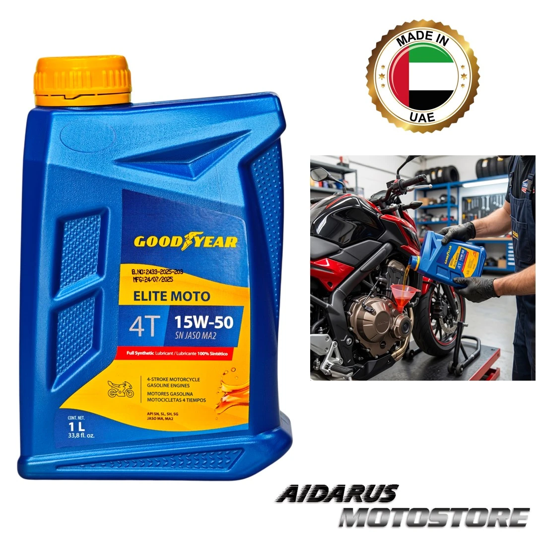 ACEITE GOODYEAR ELITE MOTO 4T 15W-50 100% SINTÉTICO (1 L)