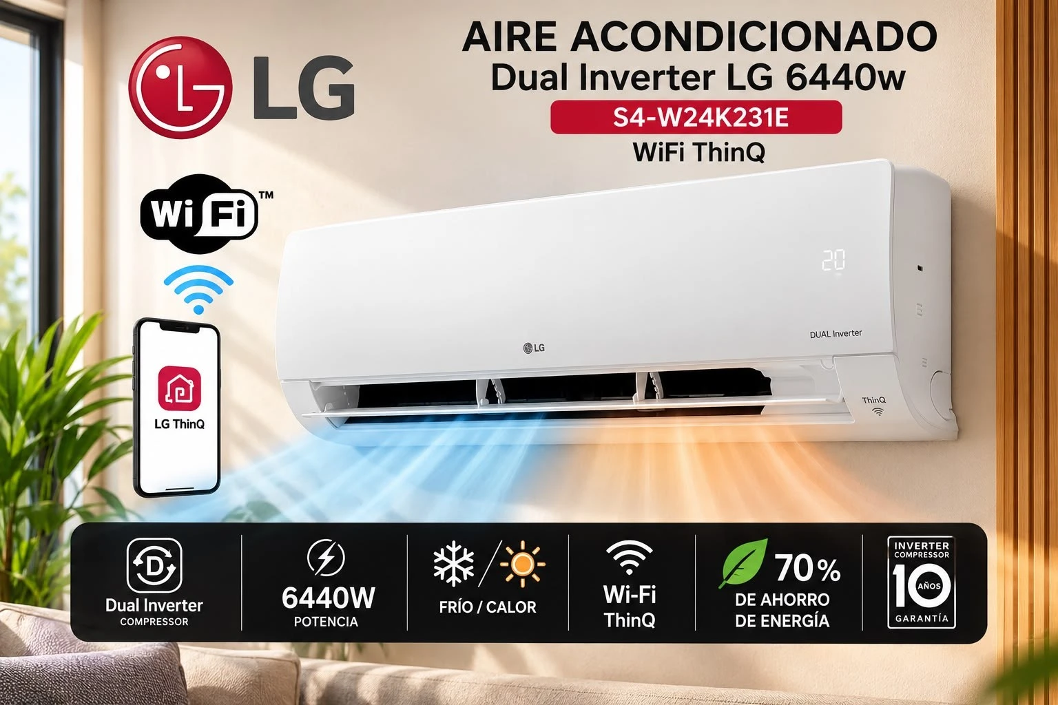 AIRE ACONDICIONADO DUAL INVERTER LG 6440W S4-W24K231E WI-FI THINQ ‼️SOLO POR PEDIDOS ‼️ 