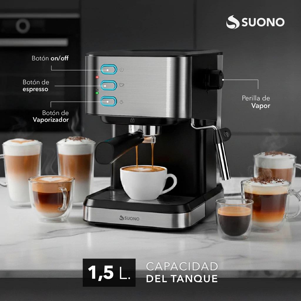 Cafetera Espresso con Vaporizador de Leche 20 Bar 5