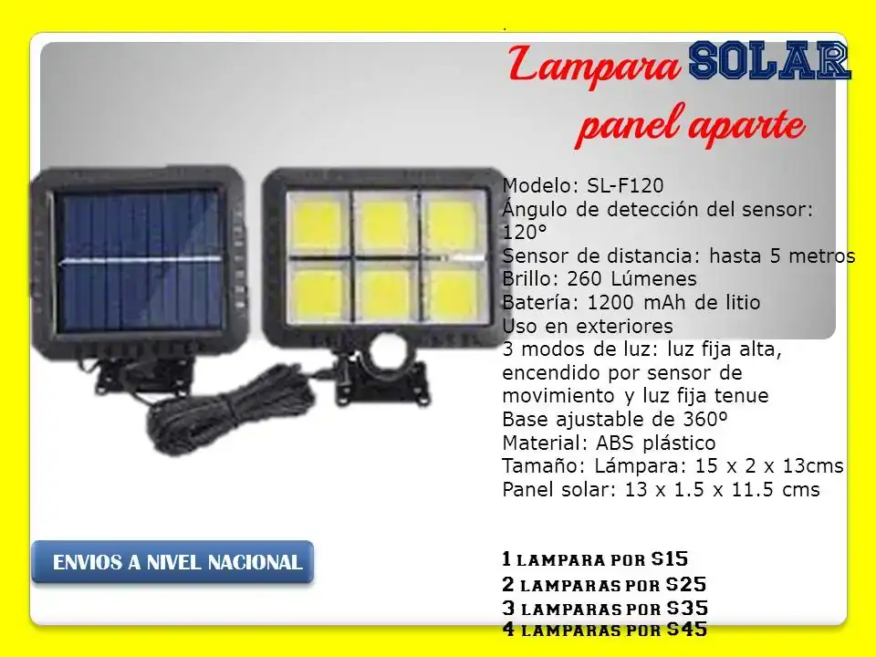 Lámpara solar con panel aparte  4