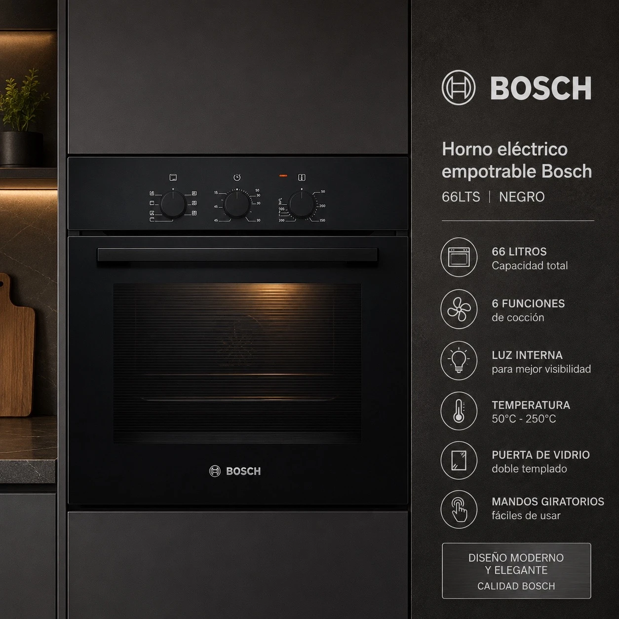 HORNO EMPOTRABLE ELÉCTRICO BOSCH HBF011BA2 66TS COLOR NEGRO‼️SÓLO POR PEDIDOS ‼️
