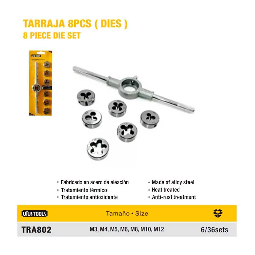 TARRAJA HEMBRA UYUST DE 8 PCS