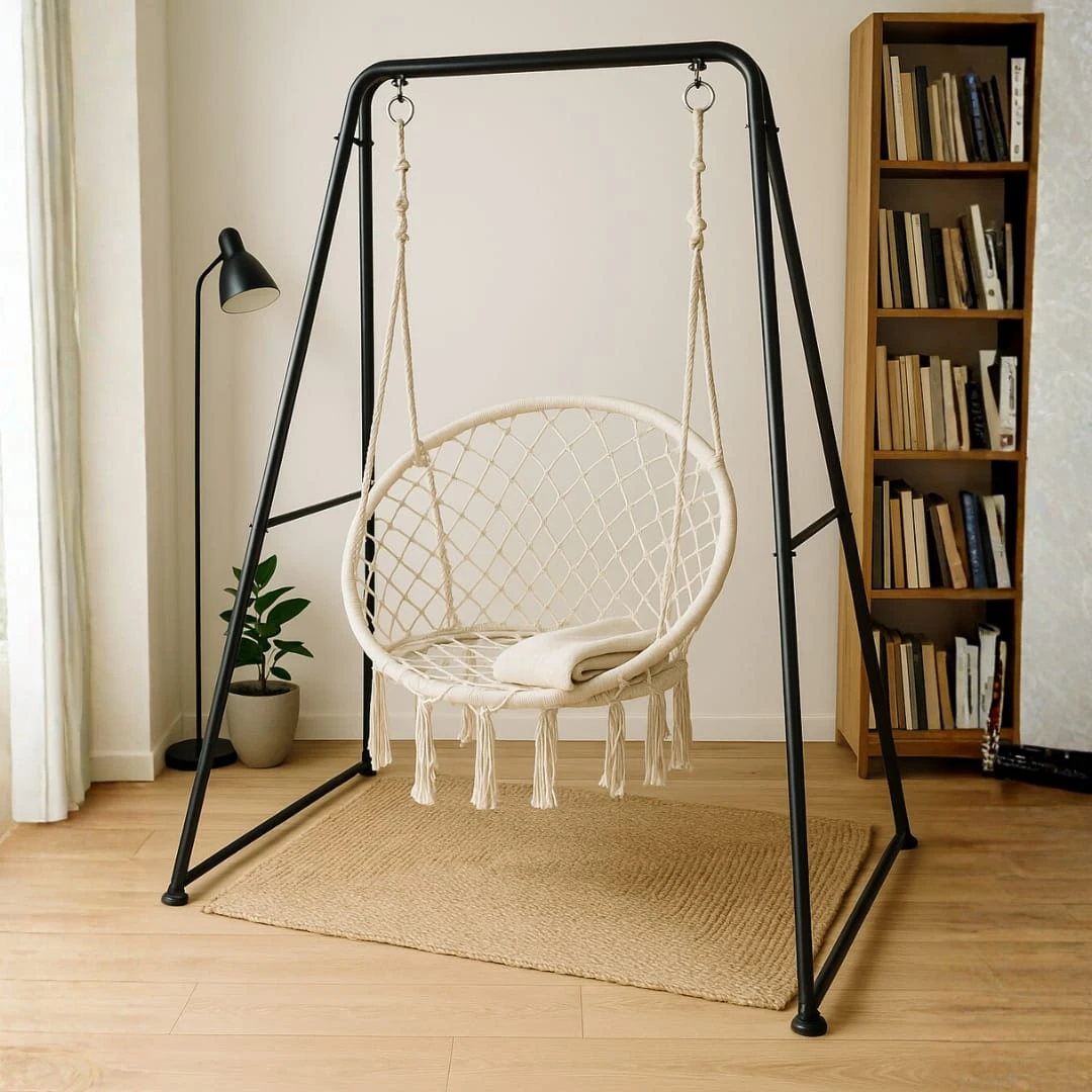 Silla Hamaca Colgante con Soporte Metálico