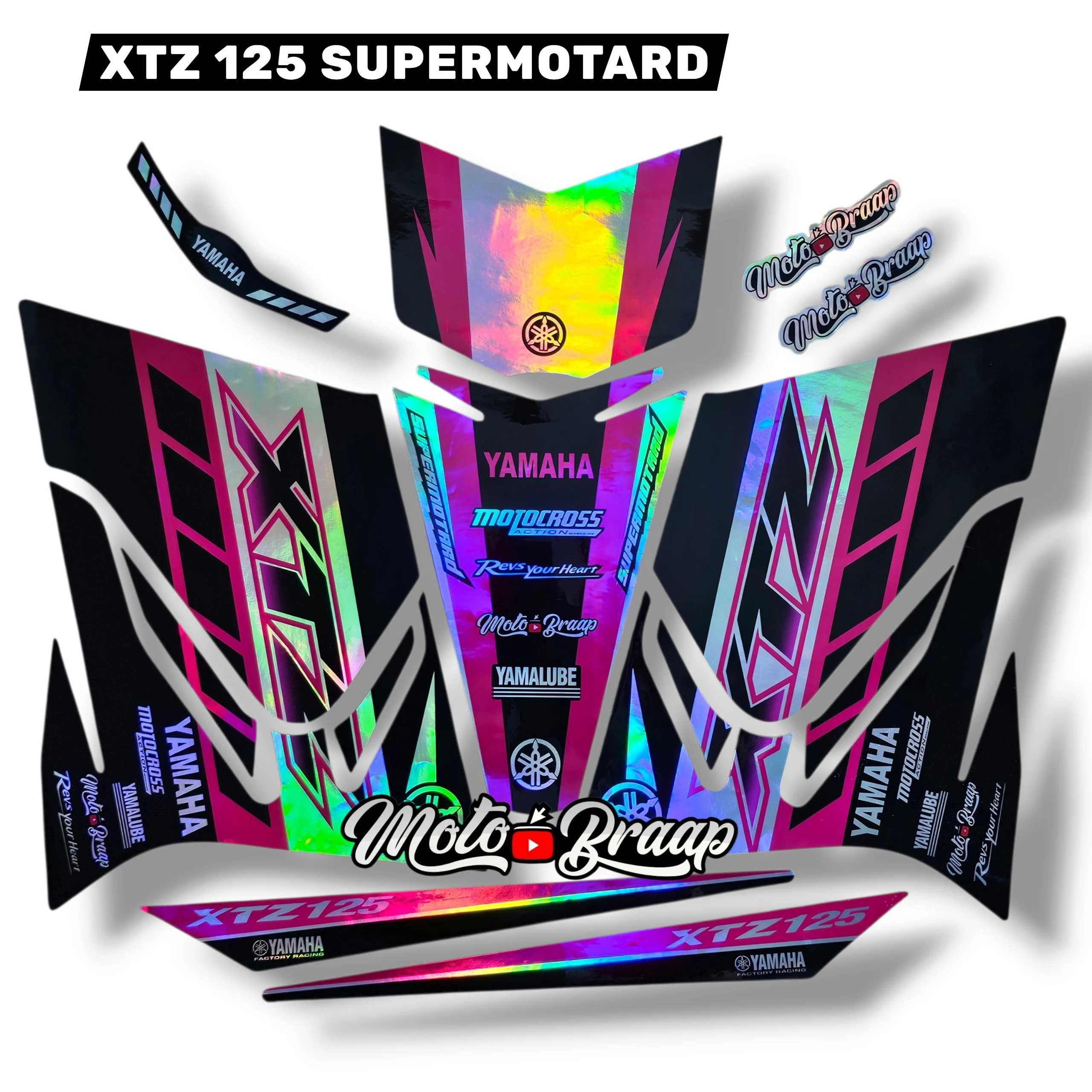 Xtz 125 calcomanias SUPERMOTARD TORNASOL Fucsia