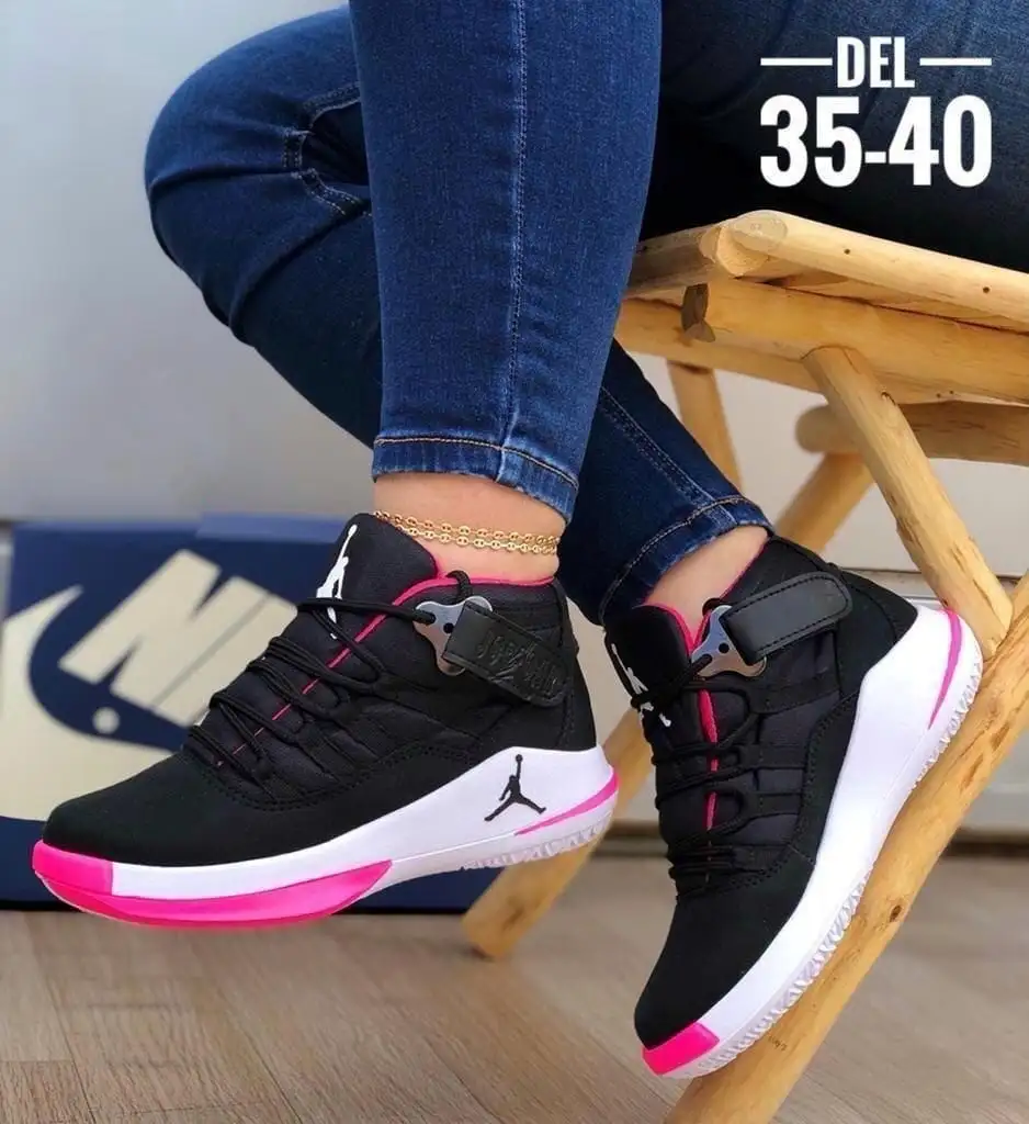 Tenis Botin Jordan Negro Rosa Unisex