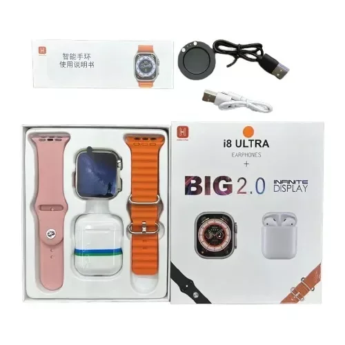 Combo Reloj T8 Ultra Big 2.0 + Audífonos + 2 Correas