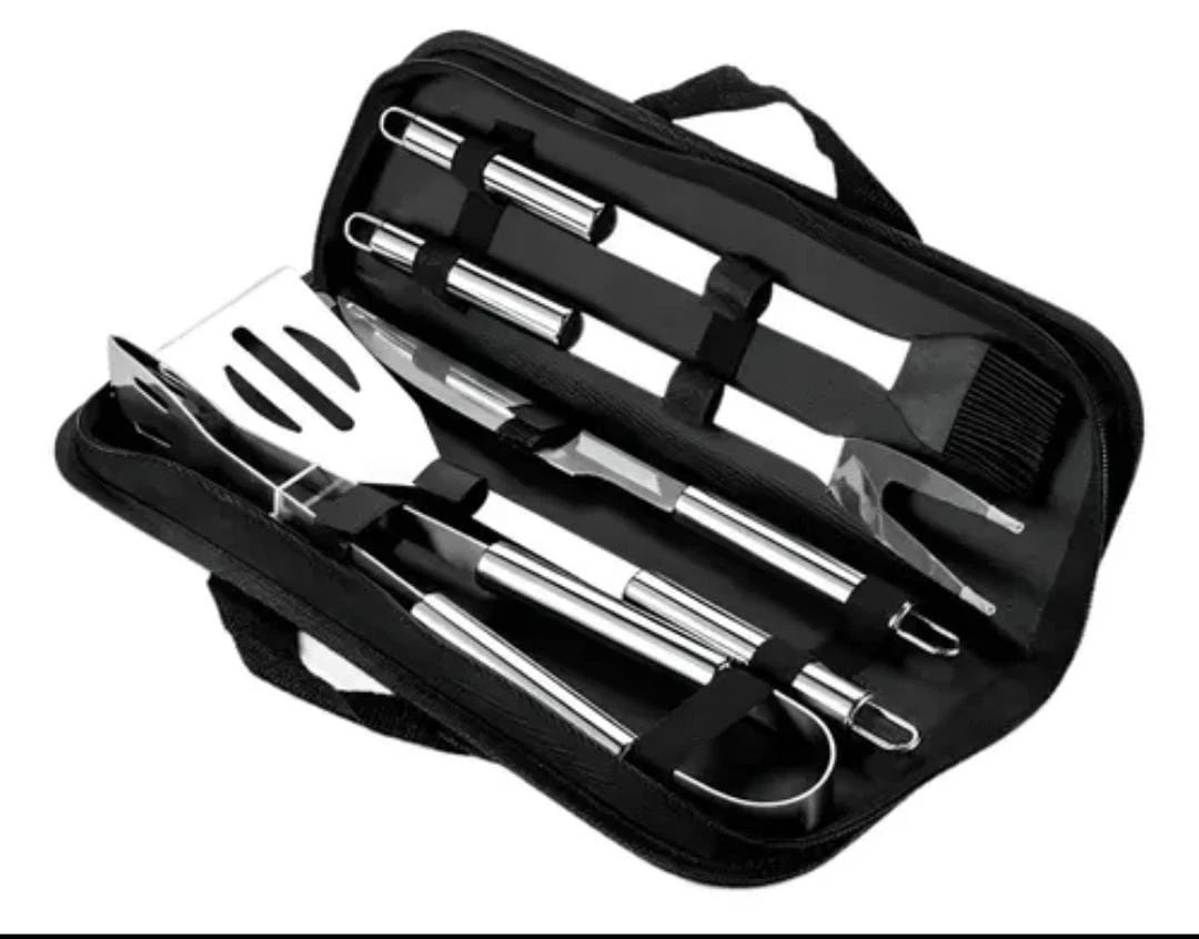 SET PARRILLERO ASADOR 5 PIEZAS + ESTUCHE