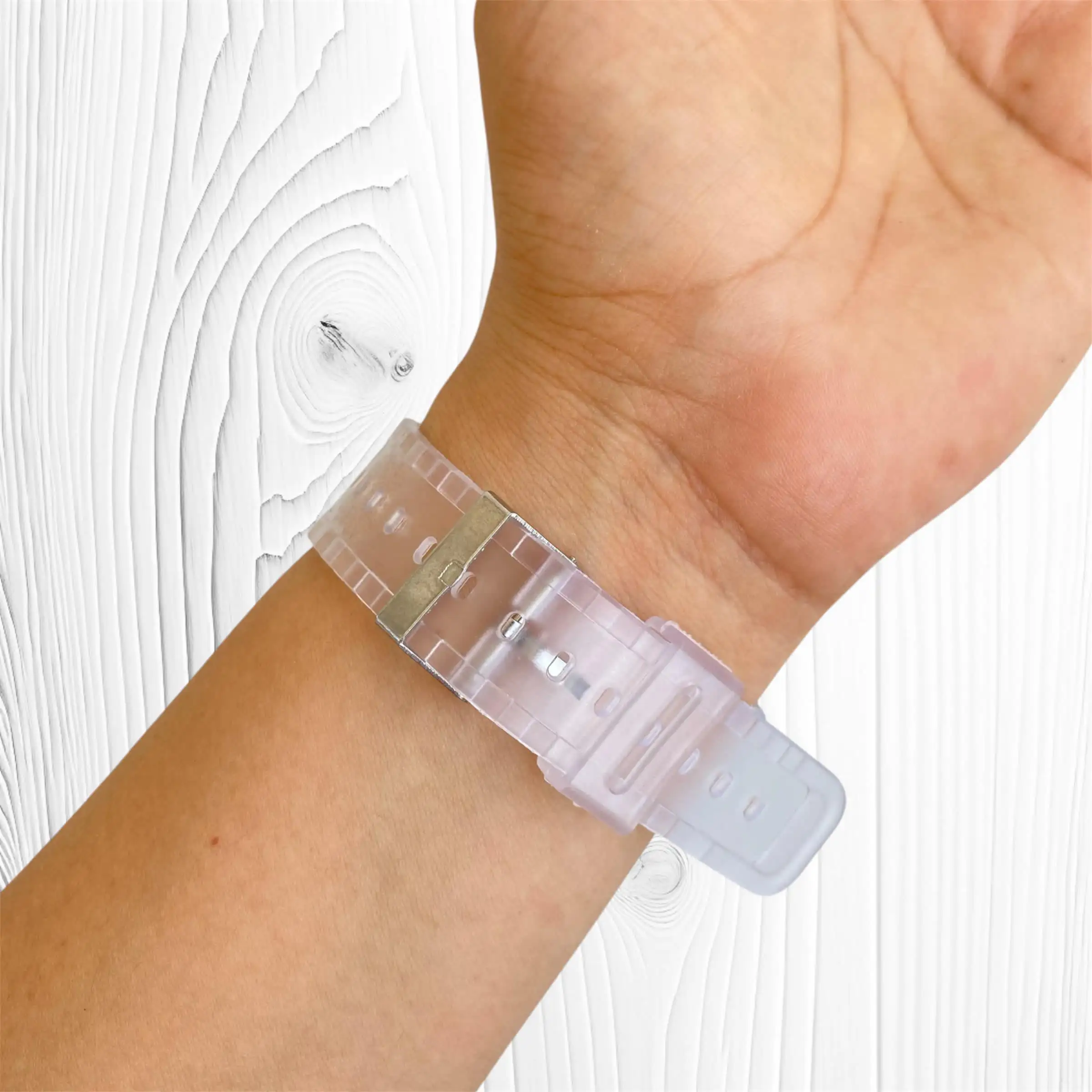 Reloj Deportivo Digital Cuadrado Escarcha Transparente Blanco 2
