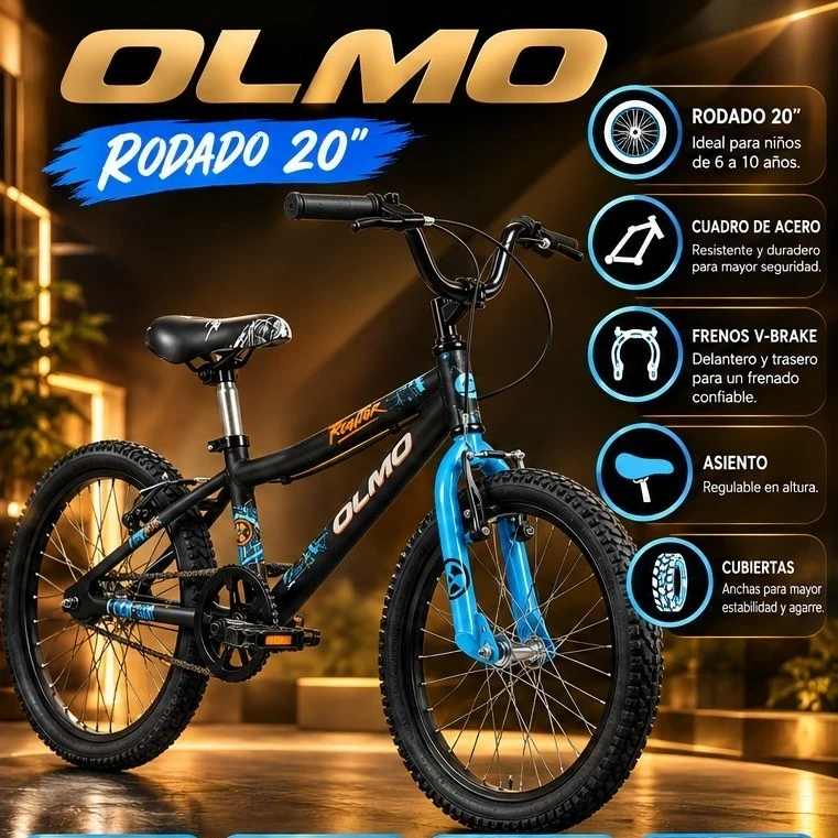 BICICLETA OLMO RODADO 20 NEGRA Y AZUL *CONSULTAR DISPONIBILIDAD CON EL VENDEDOR*