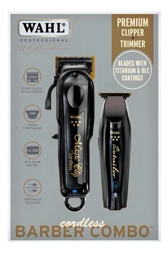 Kit Barber Combo Cordless Wahl Clipper Y Patillera 6c