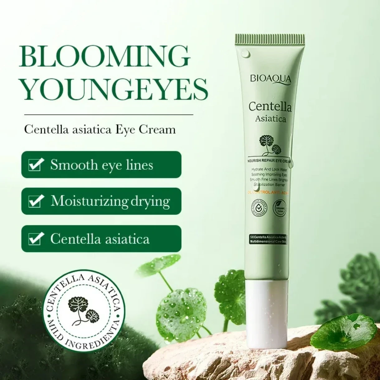 ✨ Contorno de Ojos con Centella Asiática — Bioaqua ✨