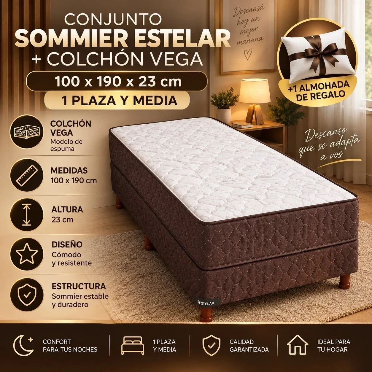  SOMMIER ESTELAR + COLCHÓN VEGA CONSULTAR DISPONIBILIDAD CON EL VENDEDOR
