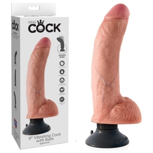 9" Vibrating Cock with Balls
