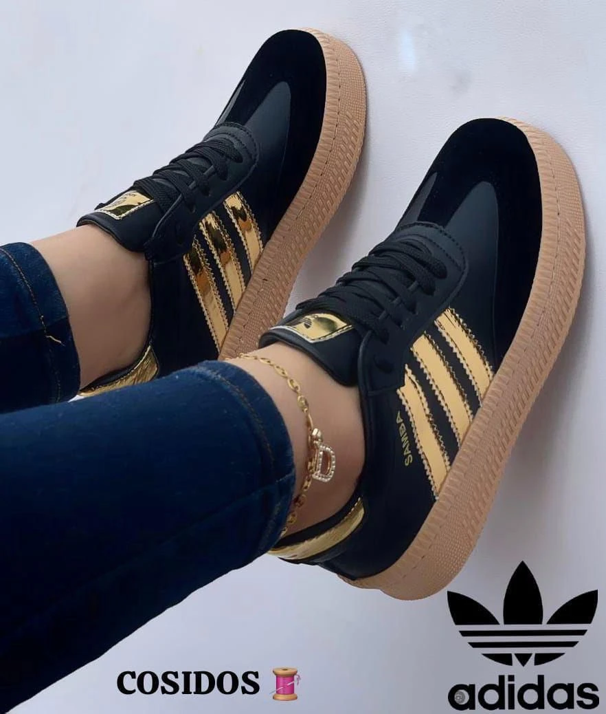 Tenis Dama Negro Dorado 