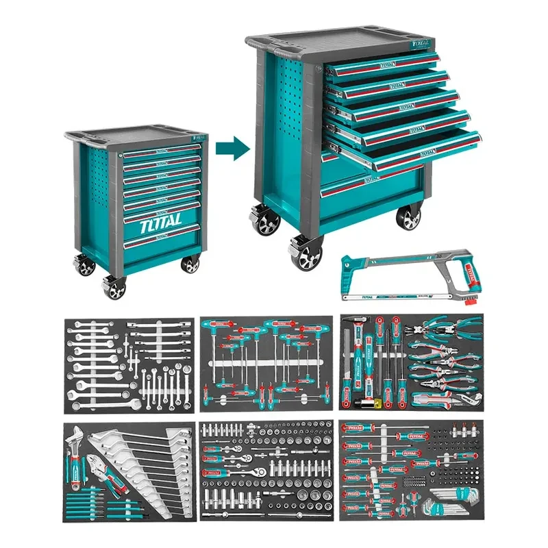 Carro Gabinete Porta Herramientas Total 328 Piezas Set Verde Claro 2