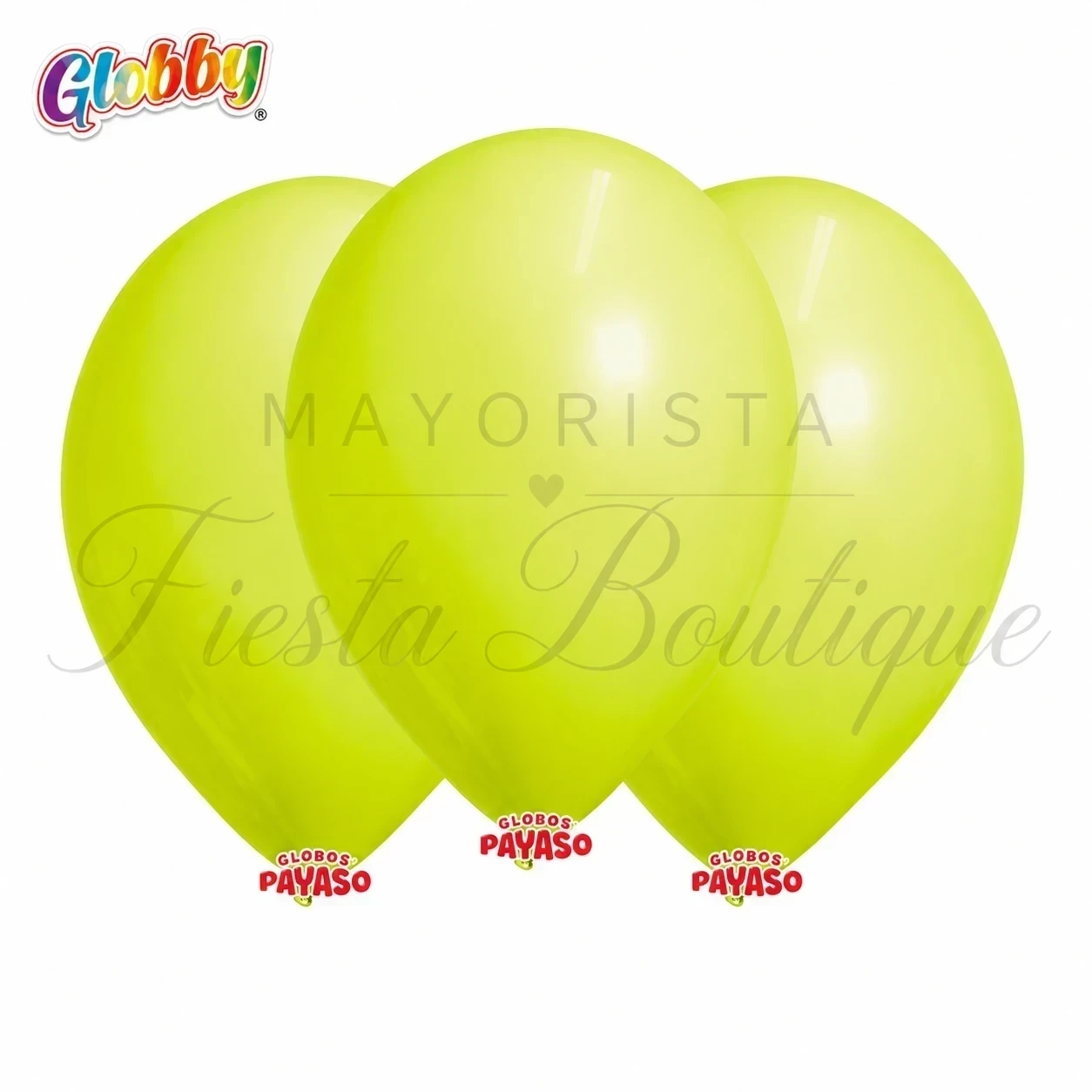 Globos x1 paq 12"/globby amarillo liso — 24u