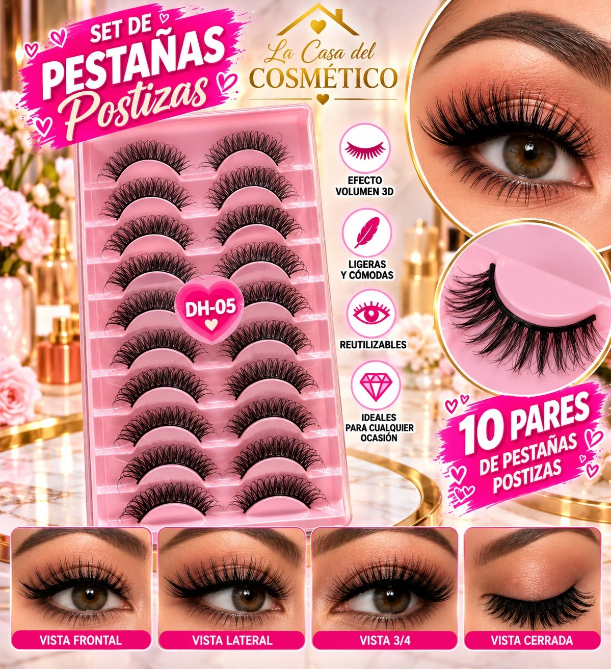 pestañas postizas dh-05 x 10 pares